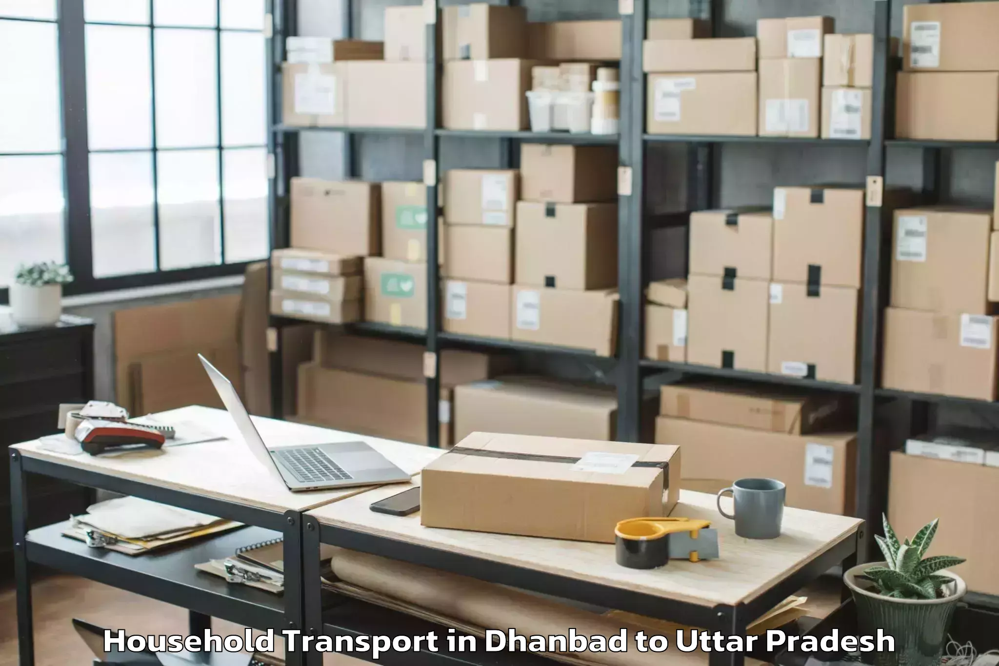 Trusted Dhanbad to Pukhrayan Household Transport